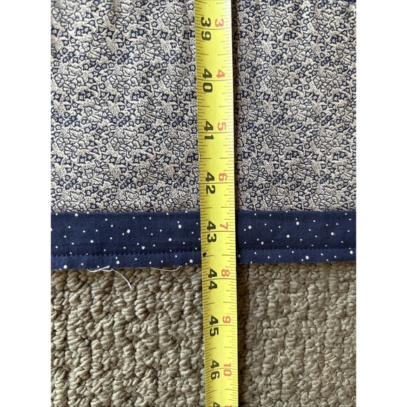 Baby Quilt Handmade Americana Folk Art Blue 33x43 Embroidered Cotton Lap Blanket - Picture 3 of 12